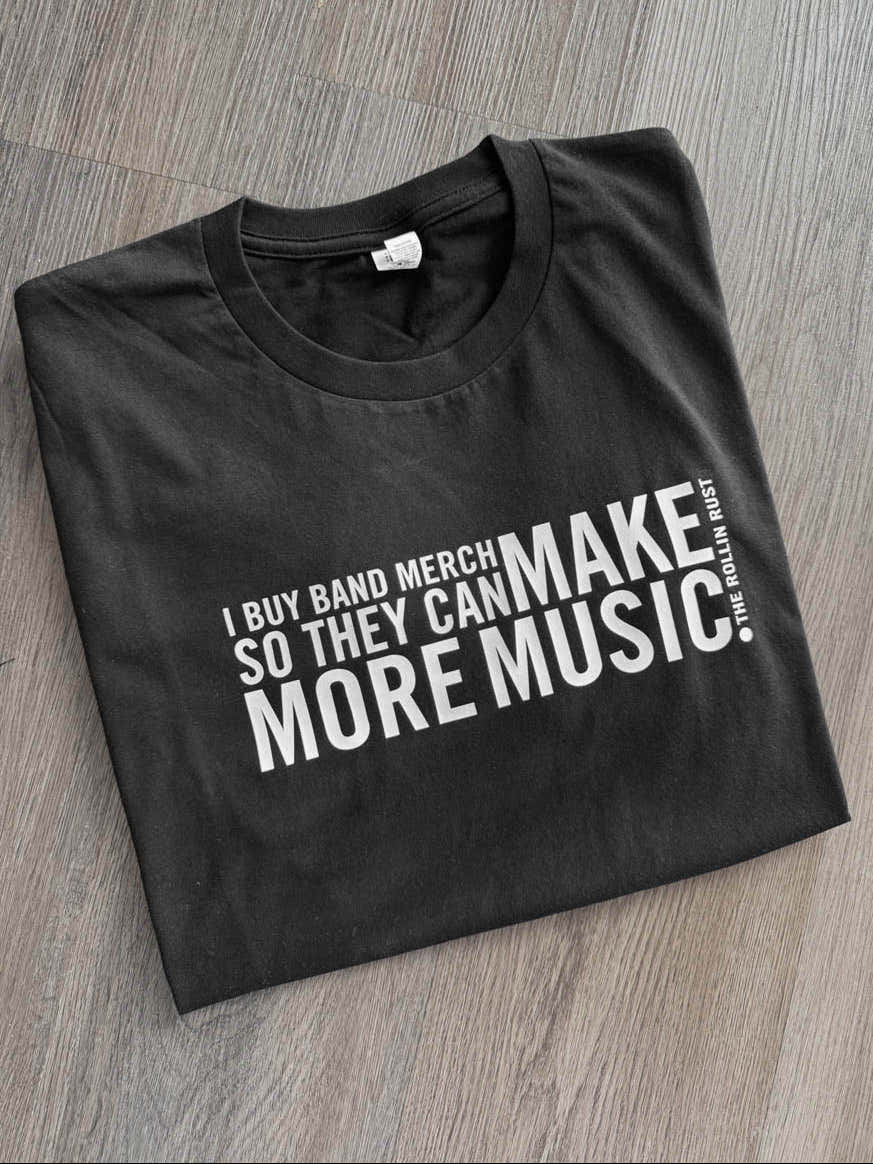 Make More Music tee in black, folded